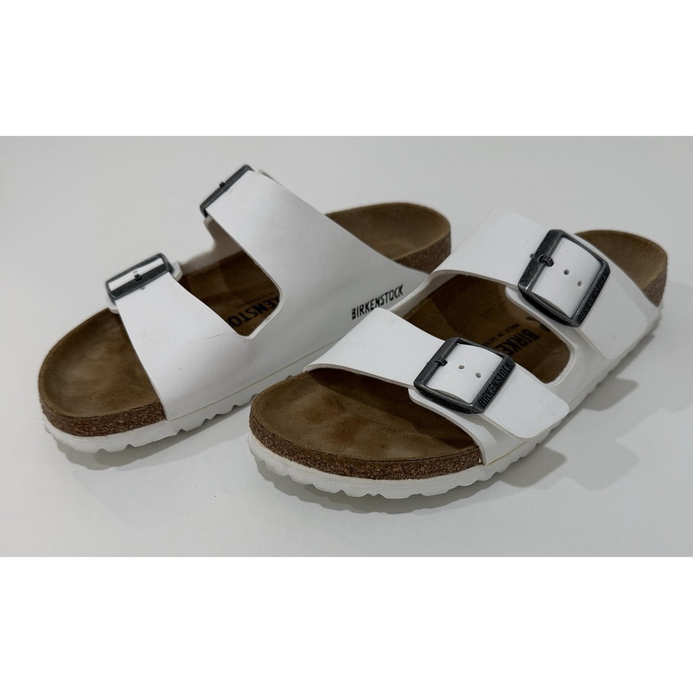 Birkenstock Arizona BS Birko-Faux Leather Sandal White US Women's 8 Regular Fit - Picture 2 of 9